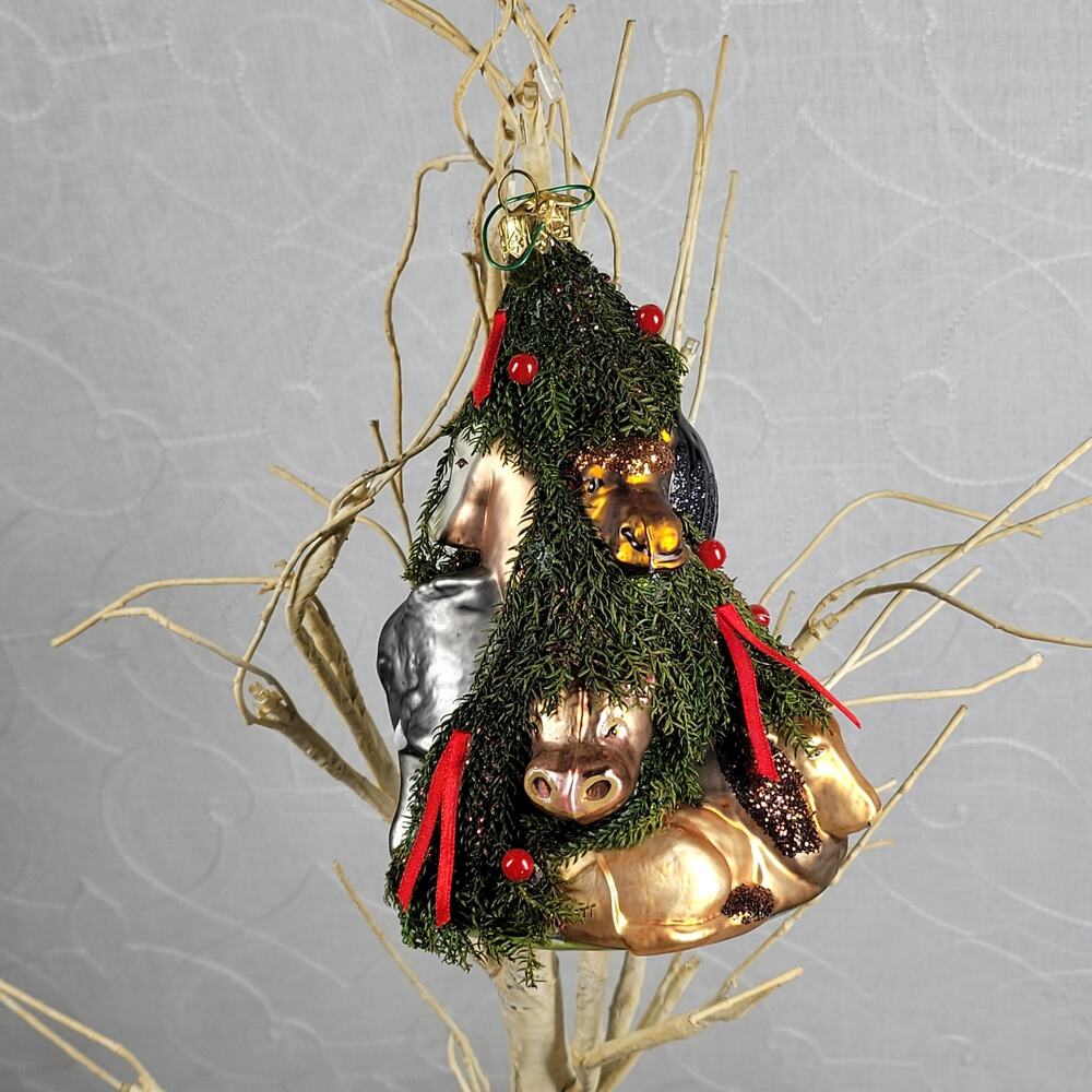 VTG Christopher Radko Noahs Tree Glass Holiday Ornament 6" Green Handblown Rare